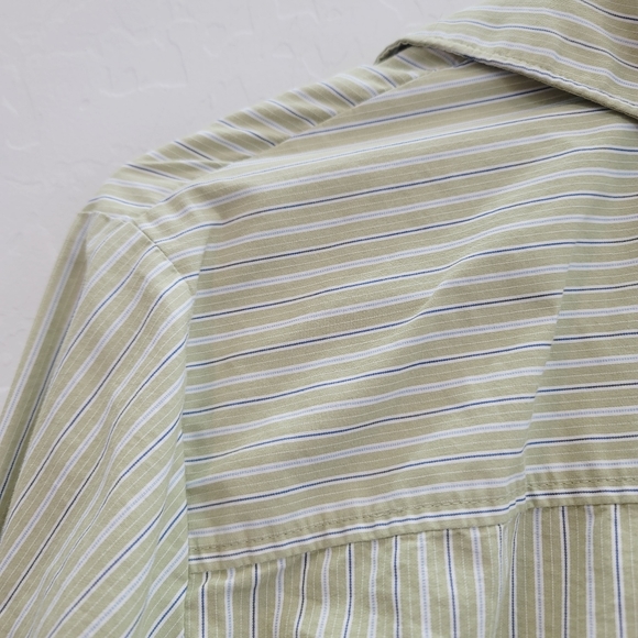 💕 George Stretch Green Striped Button Down Top Women's Size XXL - Picture 7 of 7